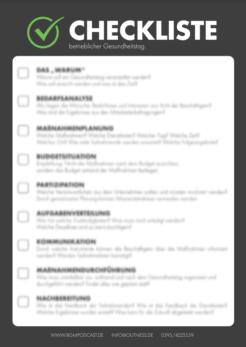 Checkliste Gesundheitstag